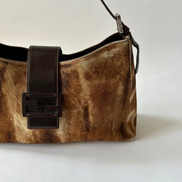 FENDI PONY HAIR BAGUETTE FLAP BAG - Picture 6 of 15